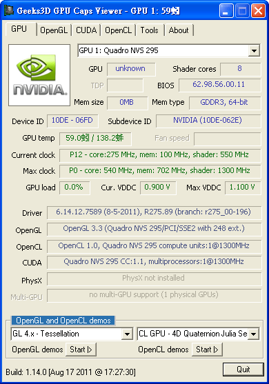 Quadro NVS 295 Quadro NVS 295
