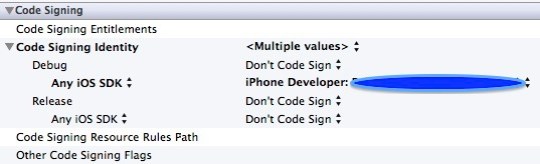 code signing error set