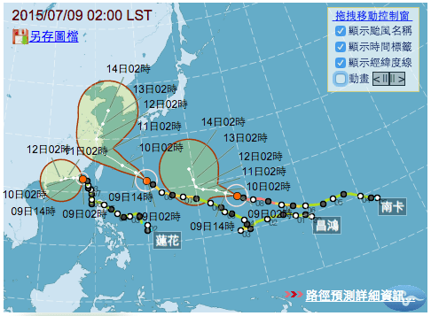 同時三個颱風侵襲台灣2a