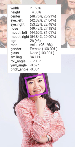 人臉偵測資訊 Face++ website2