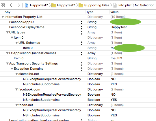 Facebook SDK info plist